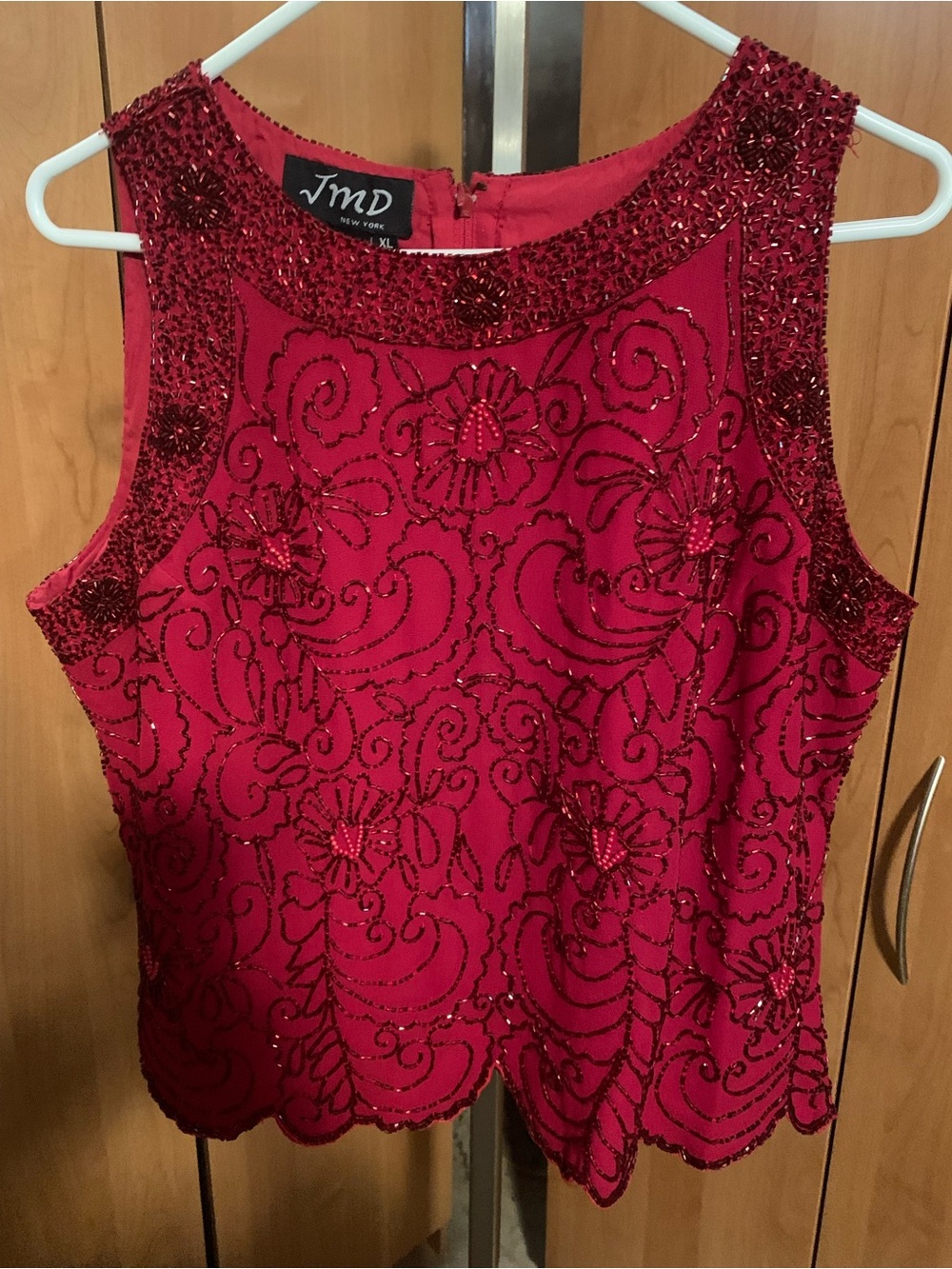 JMD Red Beaded Floral Camisole